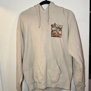 Men's Beige Hoodie with Graphic Patch